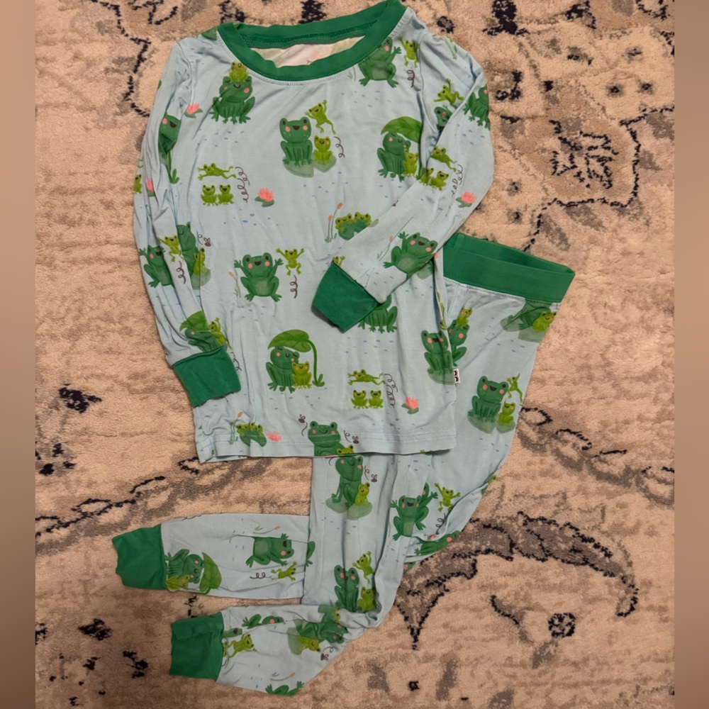 Pajama set- Little Sleepies | 2T | blue, green 🐸 | vguc